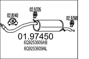 Глушитель SKODA FABIA (6Y5) / SEAT CORDOBA (6L2) 2000-2014 г.