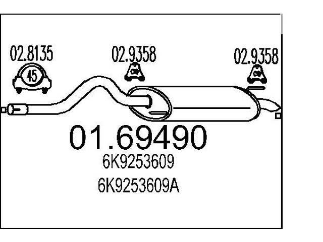 Глушитель VW CADDY (9K9B) / SEAT INCA (6K9) 1995-2004 г.