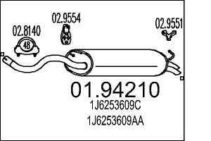 Глушитель VW GOLF (1J1) / AUDI A3 (8L1) / VW BORA (1J6) / SEAT LEON (1M1) 1996-2011 г.