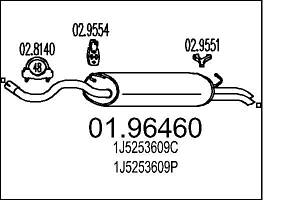 Глушитель VW GOLF (1J5) / VW BORA (1J6) / SEAT LEON (1M1) / VW GOLF VAN (1J5) 1996-2013 г.