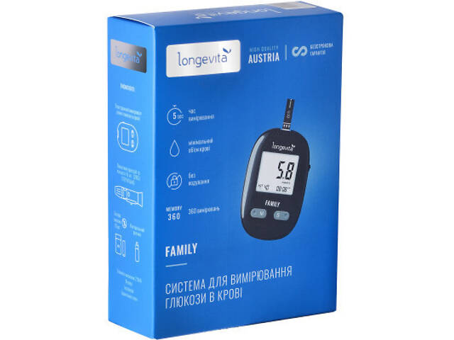 Глюкометр Longevita Family Система для вимірювання глюкози в крові (6806076) - Фото 1