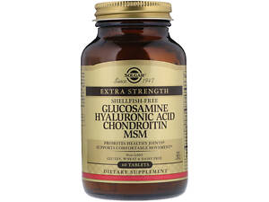 Глюкозамин, гиалуроновая кислота, хондроитин, МСМ, Glucosamine Hyaluronic Acid Chondroitin, Solgar, 60