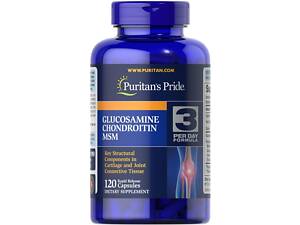 Глюкозамин хондроитин и МСМ, Glucosamine, Chondroitin MSM, Puritan's Pride, двойная сила, 120 капсул