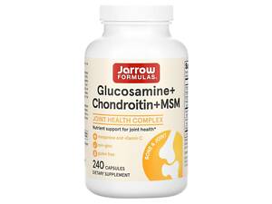 Глюкозамин, хондроитин, МСМ, Glucosamine + Chondroitin + MSM, Jarrow Formulas, 240 капсул