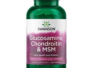 Глюкозамін хондроїтин Swanson Glucosamine Chondroitin & Msm Higher Strength 240 tabs (1086-2023-10-5715)