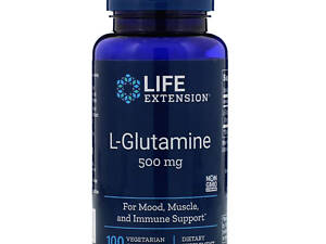 Глутамін, L-Glutamine, Life Extension, 500 мг, 100 капсул