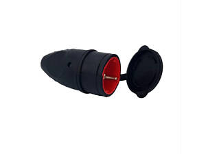 Гніздо електричне Neomax чорна каучук С/З 16A (NX2004)