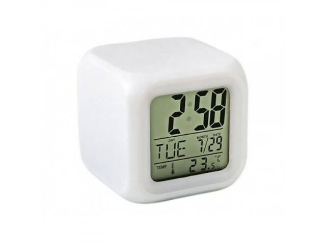 Годинник хамелеон з термометром, будильником, нічником. - Фото 1