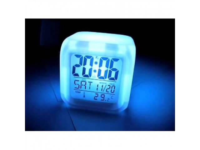 Годинник хамелеон з термометром, будильником, нічником. - Фото 2