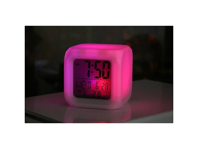 Годинник хамелеон з термометром, будильником, нічником. - Фото 3