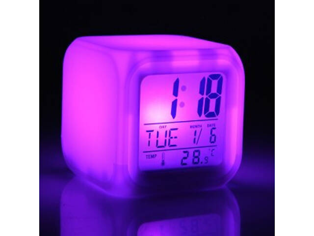 Годинник хамелеон з термометром, будильником, нічником. - Фото 5