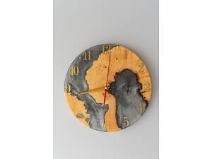 Годинник з дерева та епоксидної смоли ручної роботи Дерев'яний Потік 30 см