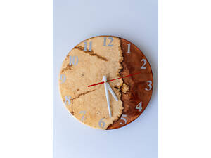 Годинник з дерева та епоксидної смоли ручної роботи Пісочна Хвиля 30 см