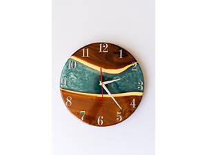 Годинник з дерева та епоксидної смоли ручної роботи Епоксидний Ліс 30 см