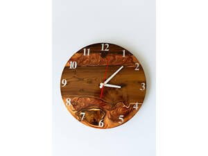 Годинник з дерева та епоксидної смоли ручної роботи Теплий Відлік 35 см