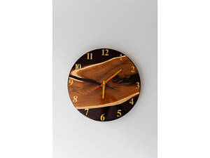 Годинник з дерева та епоксидної смоли ручної роботи Золоте Древо 35 см