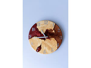 Годинник з дерева та епоксидної смоли ручної роботи Часовий Потік 30 см