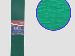 Гофрированная бумага ' Зеленый темный ' 50*200 см 35%, 20г/м2 жатка креп гофра Krepina креповая бумага