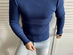 Гольф в рубчик Синий, маломерят