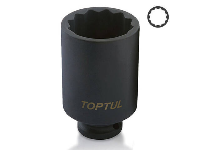 Головка торцевая ударная длинная 1/2' 30мм 12-гранная TOPTUL KABJ1630 - Фото 1 Головка торцевая ударная длинная 1/2' 30мм 12-гранная TOPTUL KABJ1630 - Фото 1