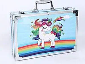 блакитний Набір для малювання 145 предметів в алюмінієвій валізці