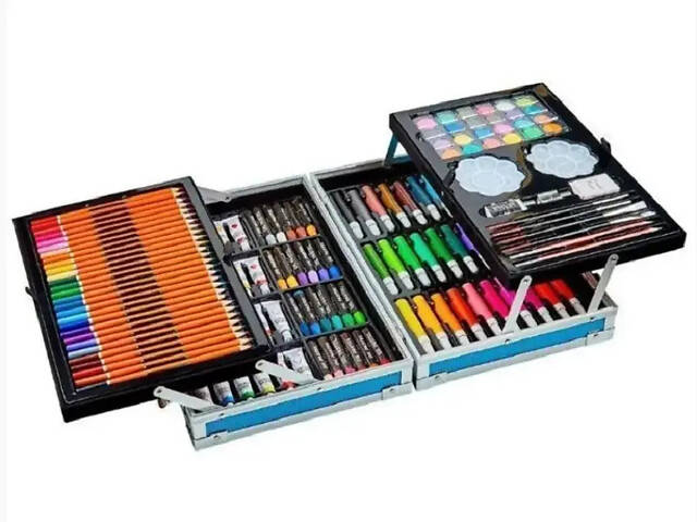 блакитний Набір для малювання 145 предметів в алюмінієвій валізці - Фото 4
