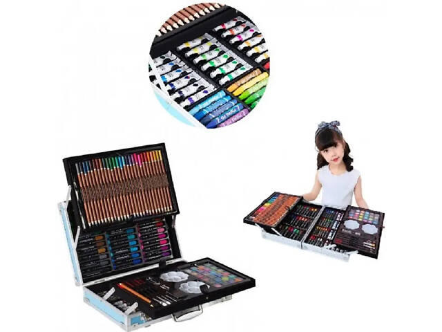 блакитний Набір для малювання 145 предметів в алюмінієвій валізці - Фото 5