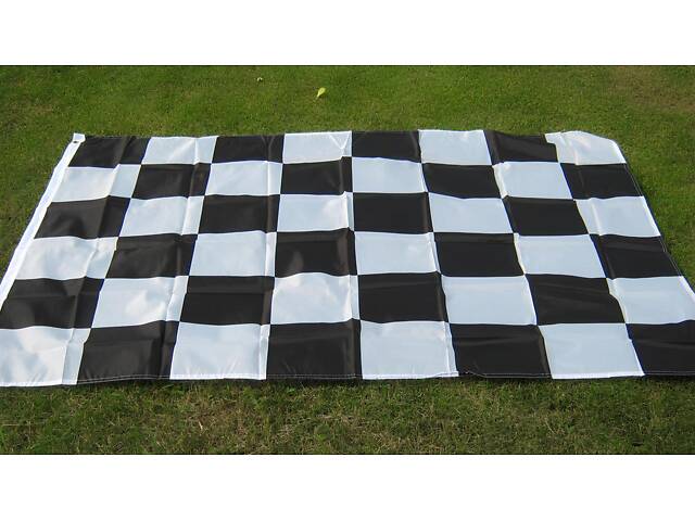Гоночний прапор RESTEQ 150×90 см - чорно-білий фінішний прапор клітка для автоспорту - Фото 6