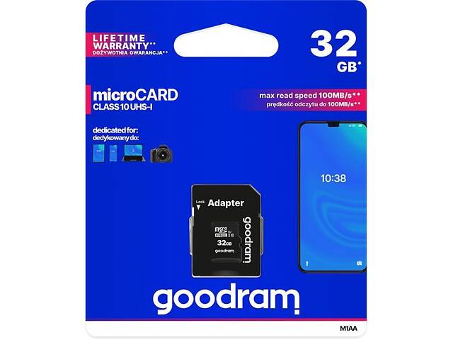 Goodram microSDHC 32GB Class 10 UHS I + SD adapter (M1AA-0320R12) - Фото 4