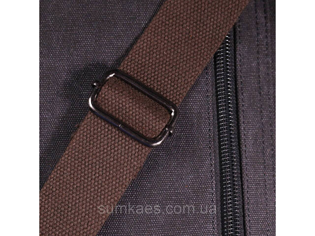 Горизонтальна чоловіча сумка з клапаном текстильна 21247 Vintage Чорна - Фото 10