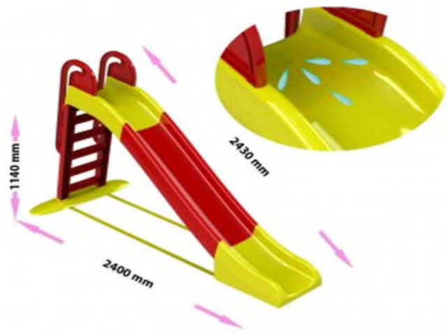 Велика гірка червоно жовта для катання Долоні 014550/3, спуск 243 см - Фото 6