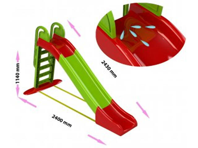 Велика гірка зелено червона для катання Долоні 014550/1, спуск 243 см. - Фото 1