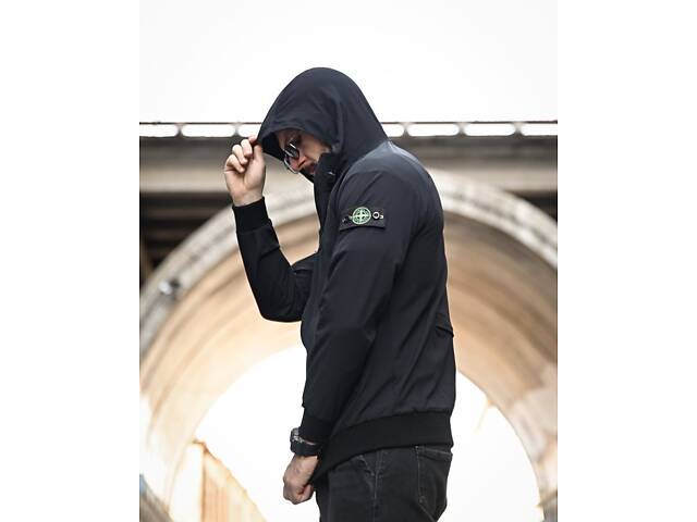 Міська Ветровка Stone island кишеня black 4 ДЛ7035 - Фото 5