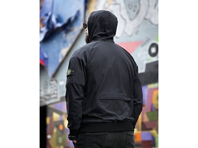 Міська Ветровка Stone island кишеня black 4 ДЛ7035 - Фото 6