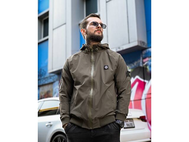 Міська вітровка Stone Island карман оліва 4 люкс ДЛ7037 - Фото 4