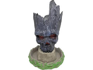 Горщик для квітів та канцелярії Грут Groot G10 Чорний череп + підставка пень