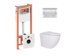 Готове рішення Qtap для ванної кімнати: підвісний унітаз Robin + комплект інсталяції Nest 4 в 1 (квадратна