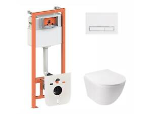 Готове рішення Qtap для ванної кімнати: підвісний унітаз Jay Rimless + комплект інсталяції Nest 4 в 1 (лінійна