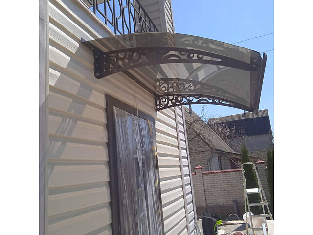 Готовий збірний навіс (козирок) над дверима Dash'Ok 1.5x1 м Style, Мідь антик кронштейн монолітний полікарбонат - Фото 1