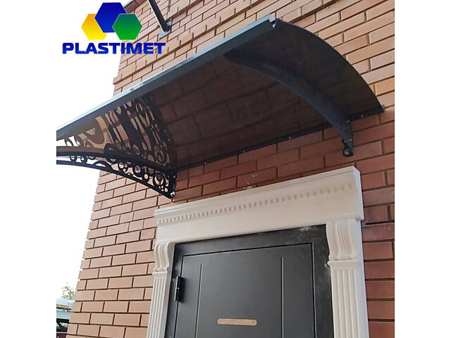 Готовий збірний навіс (козирок) над дверима Dash'Ok 1.5x1 м Style, Мідь антик кронштейн монолітний полікарбонат монолітні. - Фото 3