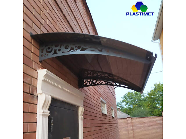 Готовий збірний навіс (козирок) над дверима Dash'Ok 1.5x1 м Style, Мідь антик кронштейн монолітний полікарбонат монолітні. - Фото 2