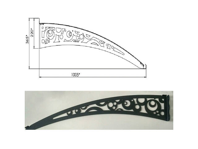 Готовий збірний навіс (козирок) над дверима Dash'Ok 1.5x1 м Style, Мідь антик кронштейн монолітний полікарбонат монолітні. - Фото 9