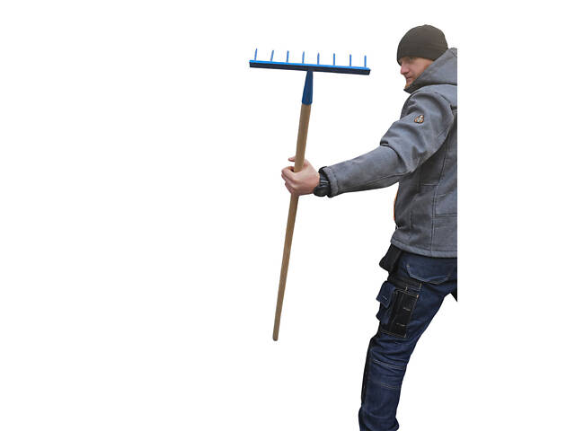 Грабли стальные штыревые с 8 зубьями c держаком (черенком) 1.2 м - Фото 6