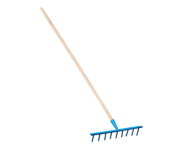 Грабли стальные штыревые с 9 зубьями c держаком (черенком) 1.5 м - Фото 2