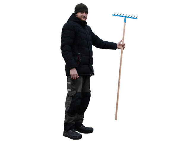 Грабли стальные штыревые с 9 зубьями c держаком (черенком) 1.5 м - Фото 3