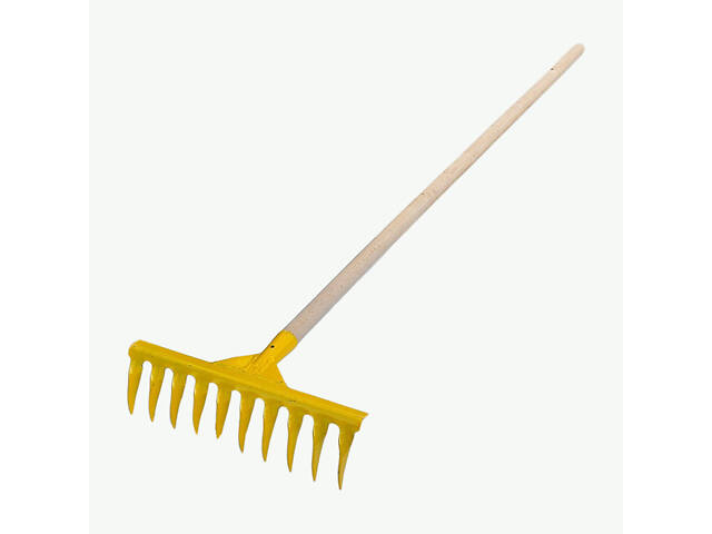 Грабли стальные завитые с 10 зубьями c держаком (черенком) 1.2 м - Фото 3
