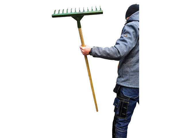 Грабли стальные завитые с 12 зубьями c держаком (черенком) 1.2 м - Фото 5