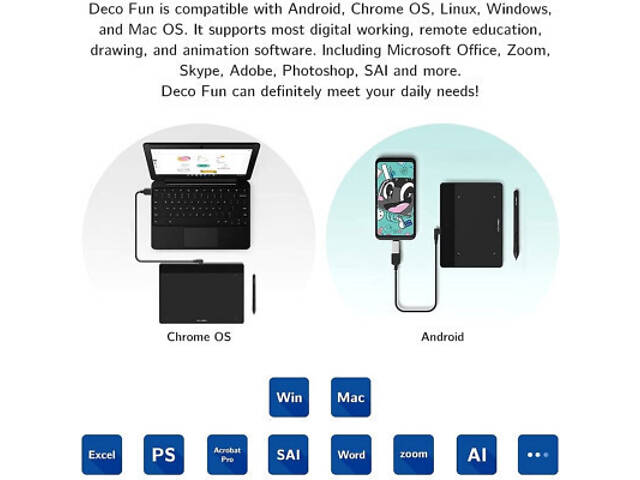 Графічний планшет XP-Pen Deco Fun Black (Deco Fun XS_BK) - Фото 2