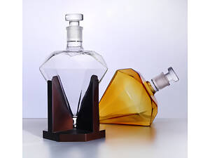 Графин RESTEQ 1000 мл у формі діаманту — декантер для віскі, горілки, коньяку та інших алкогольних напоїв