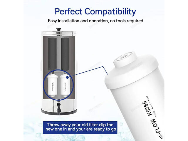 Гравітаційний фільтр для води 8.5 л, два вугільні стрижневі фільтри зі сріблом - Фото 5